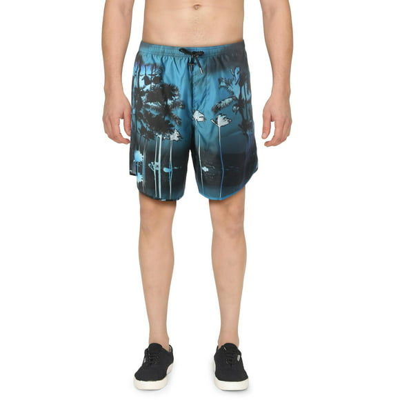 YINGWANG Palm Trees Boston Terrier Tropical Mens Breathable Swim Trunks Beach Shorts Board Shorts 